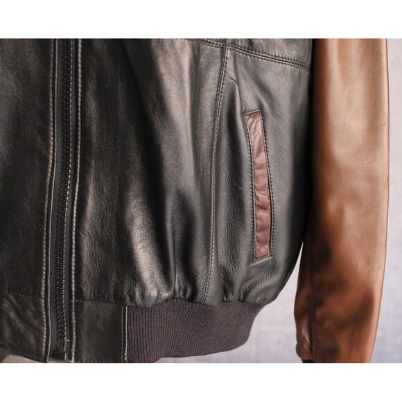 Fog City San Francisco Men's Leather Jacket Size XL Black Brown - Picture 4 of 8